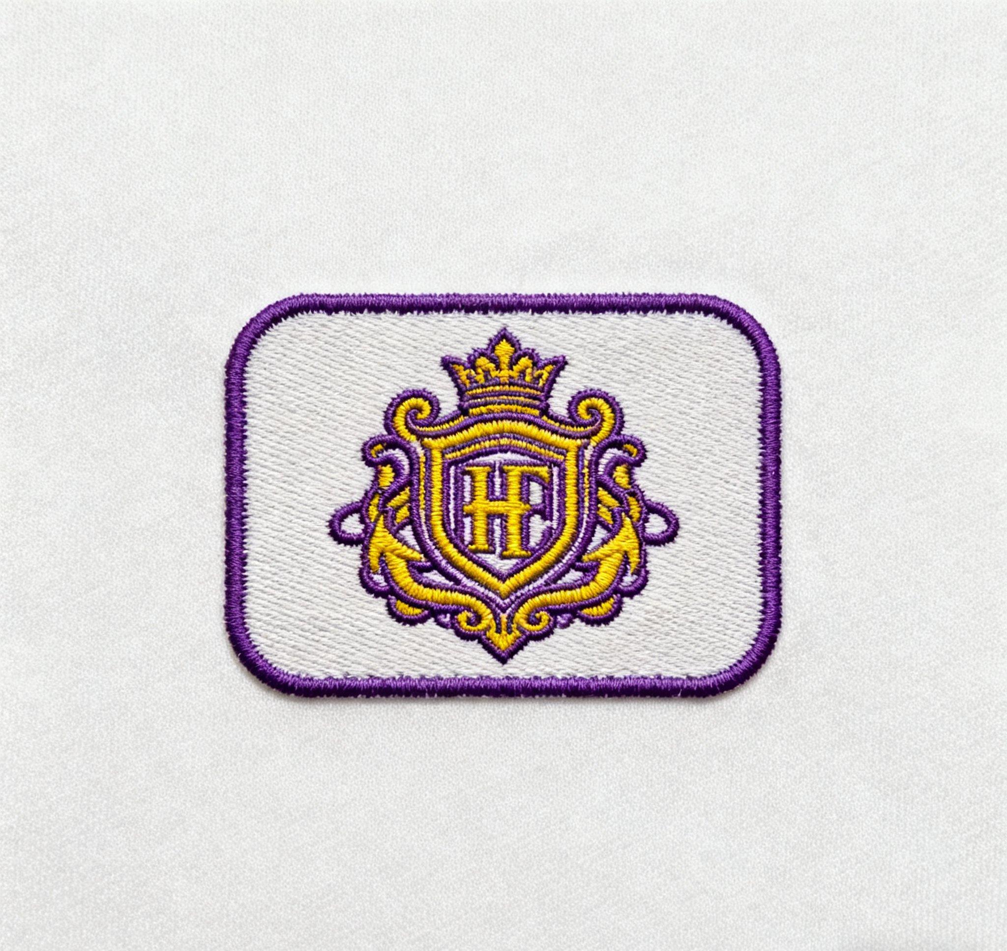 Printed fabric label with brand logo